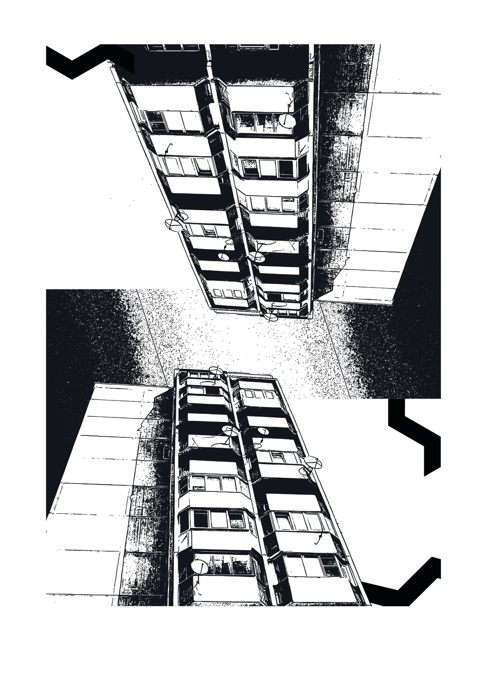 The tower block black and white